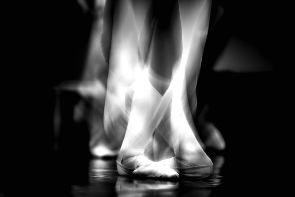Abstract dance movement in black and white